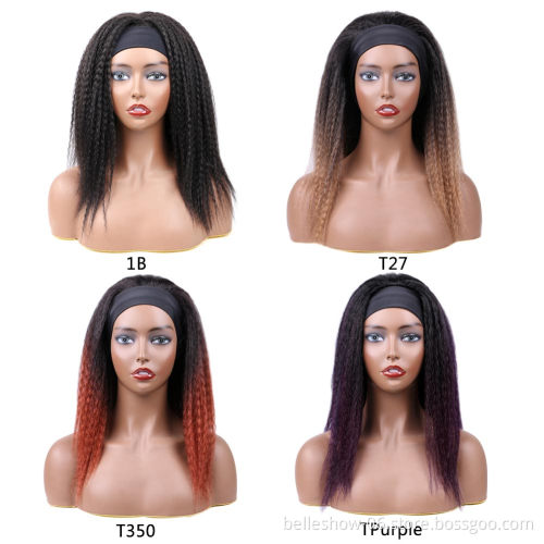Hot sell Ombre Synthetic Wig For Women Medium Part Women Black Natural Female Headband Wigs Ice ribbon wig